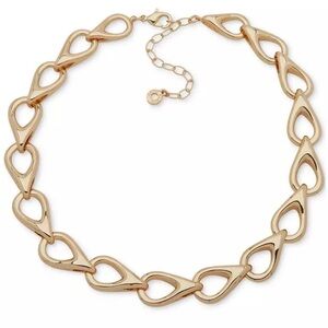 Anne Klein Chunky Teardrop Elegant Link Gold Necklace NWT